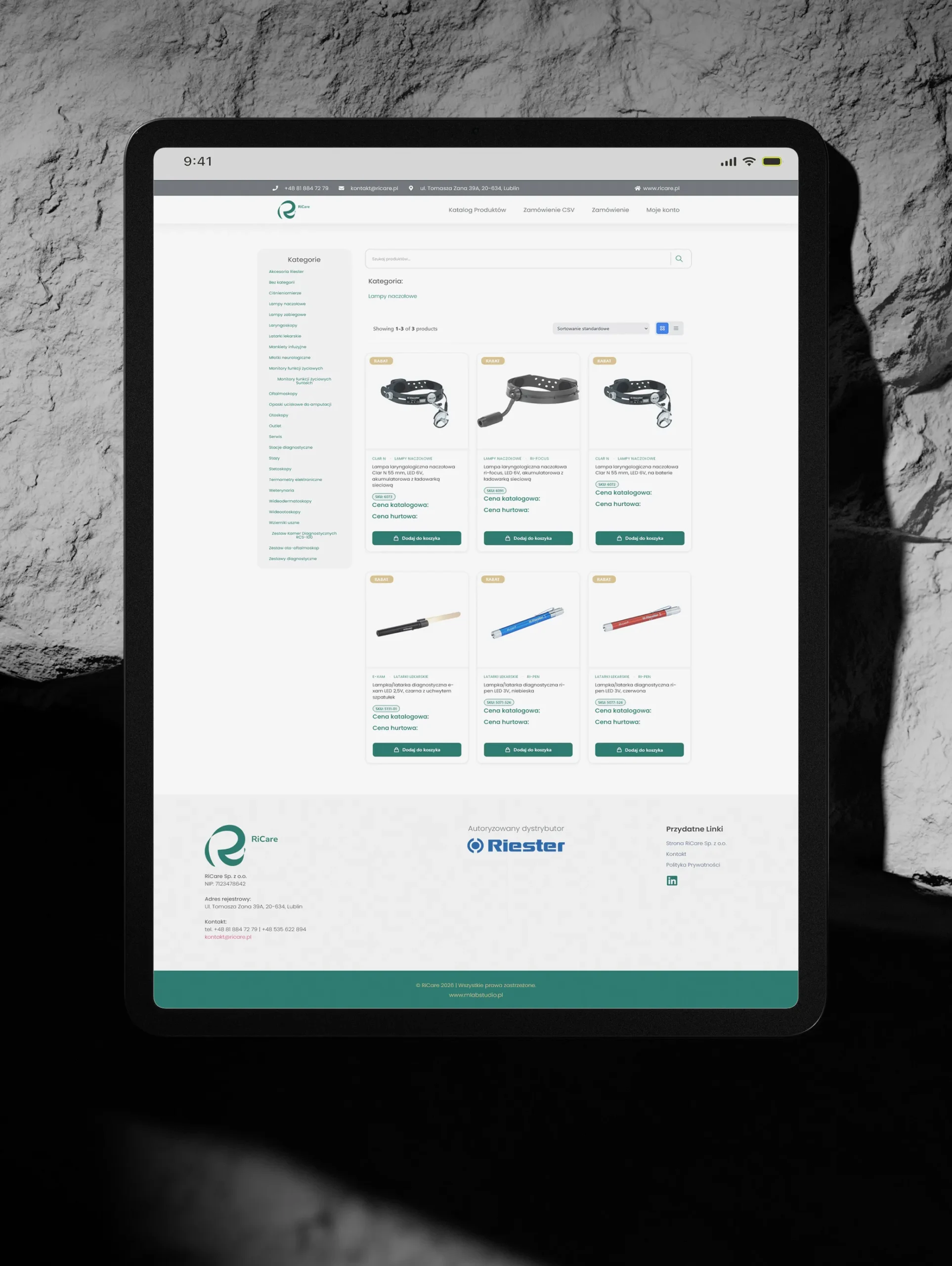 RiCare B2B tablet mockup